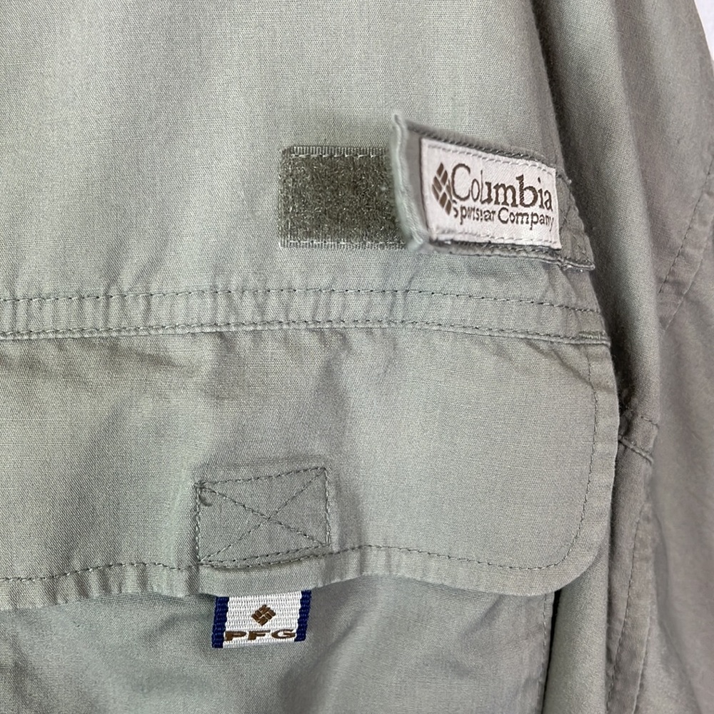 Columbia PFG Fishing Shirt Men's Sie XXL Khaki Tan Tackle Pockets Vented Back - Picture 9 of 14